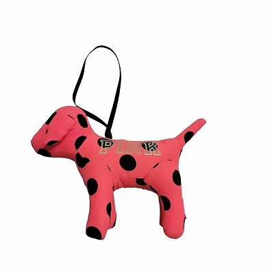 VICTORIA'S SECRET PINK Black Polka Dots Stuffed Plush Dog Christmas Ornament • $39.99