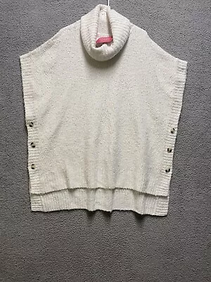 Poncho Womens XL White Sleeveless Pullover Sweater Cowel Neck Isabel Maternity • $21.25