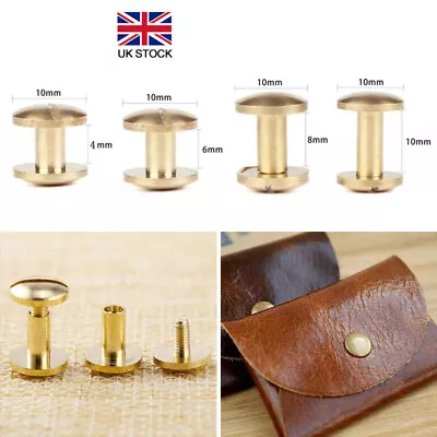 £6.05 • Buy 10x 4-10mm Arc Belt Screw Leather Craft Chicago Nail Brass Solid Rivet Stud Head