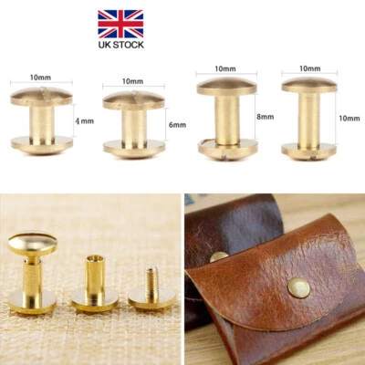 £6.05 • Buy 10x 4-10mm Arc Belt Screw Leather Craft Chicago Nail Brass Solid Rivet Stud Head
