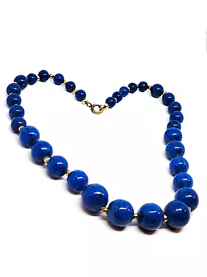 Art Deco R. F. Simmons Gold Filled And Blue Graduated Beaded Chain Link Vintage  • $60