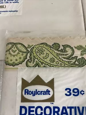 VTG Shelf Paper Roylcraft Kitchen Shelving Edging  Green Paisley  3 PKG *READ* • $19.99