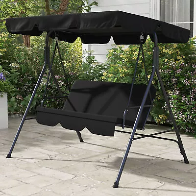 3-Seat Swing Chair Garden Swing Seat With Adjustable Canopy For Patio • £71.99