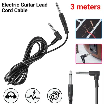 3M Guitar Lead Amp Cable 6.35mm 1/4 Inch Mono Jack Plug 6.3mm Keyboard Straight • £3.46
