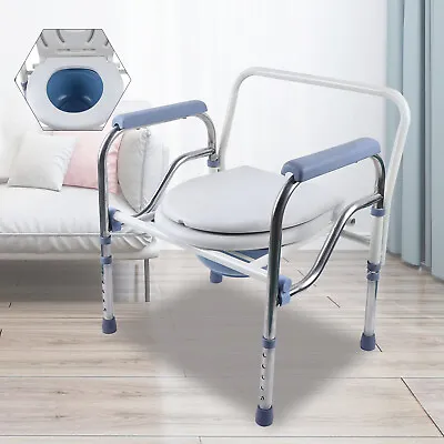 150kg Toilet Chair With Toilet Bucket Shower Chair Commode Seat Toilet Aid White • £82.65