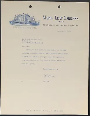 1956 Toronto Maple Leafs Letter Maple Leaf Gardens Letterhead NHL Hockey • $20
