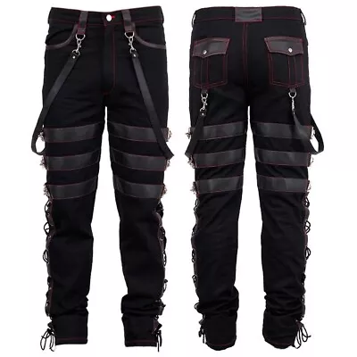 Gothic Men’s Steampunk Pants Black Gothic Vintage Cotton Gens Trouser Trip  Pant • $84.85