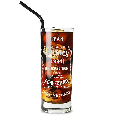 Personalised Cocktail Hiball Glass Birthday Gift 18th 21st 30th 40th 50th 60th • £11.99
