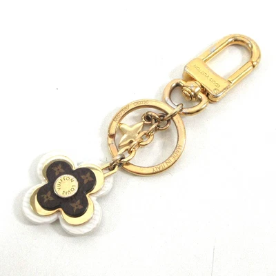 $157 • Buy Auth LOUIS VUITTON Porte Cle Blooming Flower BB M69567 Gold White Brown - CX0230