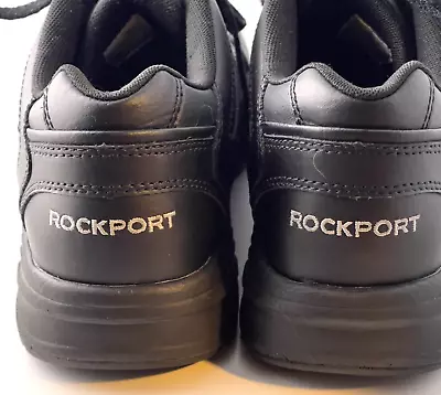 Rockport Black  Mens Size 8 Black Leather Lace Up Walking Shoes Fitness • $65