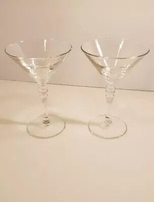 Vintage Classic Crystal Cut Martini Cocktail Stemmed Glasses Set Of 2 • $20