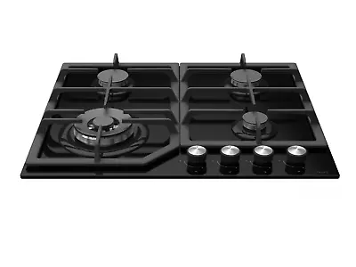 £144.99 • Buy Ferre - 60cm Built-in Gas Hob - 4 Burners - Black Glass - Cast Iron Pan Support
