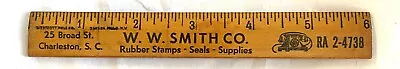 Vintage 6” Wood Ruler Advertising W W Smith Co. Charleston SC Office Supplies • $12.99