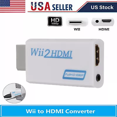 Wii HDMI Adapter 1080p Wii To HDMI Converter 3.5mm Adapter Audio HD Video Output • $4.20