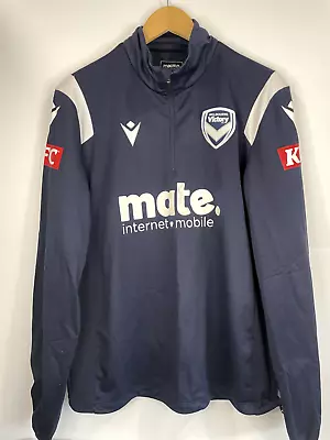 Melbourne Victory FC A-League Mens Large Soccer Jersey Navy Long Sleeve Macron • $44.97