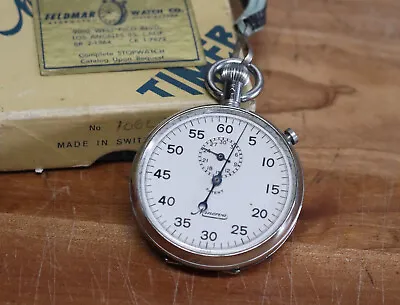 Rare Vintage Minerva Stopwatch Stop Watch Wind Up Timer W/ Box Feldmar Stainless • $275