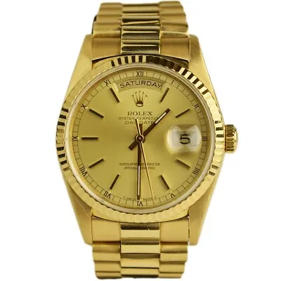 Rolex Day-date 36 Presidential Yellow Gold Stick Dial 18238 • $18400