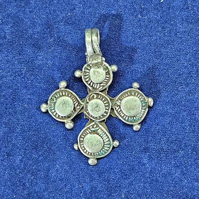 Vintage Hand Made Silver Colored Cross Pendant • $10