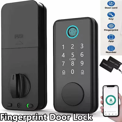 Digital Electronic Smart Door Lock Fingerprint Password APP Card Key Home Safty • £44.99