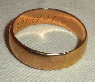 ANTIQUE DATED 1901 14K GOLD WEDDING BAND RING SIZE 9 3/4 Tuvi • $450