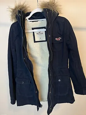 Hollister Zip Up A Winter Jacket With Fur Hoodie Women Size M • $135