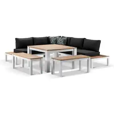 $4490 • Buy NEW Nova Outdoor Aluminium Lounge & Dining Setting | Natural Teak Timber, Patio