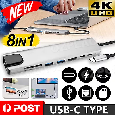 $23.95 • Buy 8-in-1 USB-C Hub Adapter Type-C Hub HDMI For MacBook Pro/Air IPad Pro Laptop