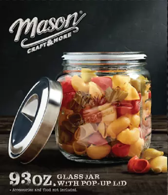 Mason Craft & More 93oz Glass Canister With Pop-Up Lid • $13.50