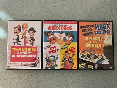 Lot Of 3 Marx Brothers DVDs ~4 Movies~ Go West Big Store Casablanca Night Opera • $14.95