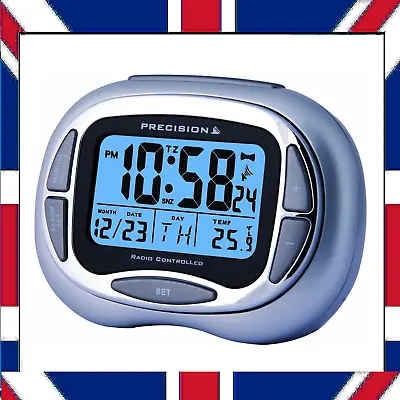 Precision PREC0100 Radio Controlled Alarm Clock With Colour LCD Display Silver • £11.76