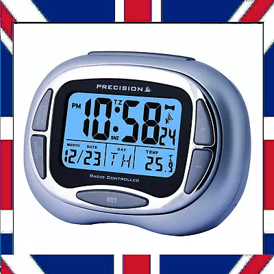 Precision PREC0100 Radio Controlled Alarm Clock With Colour LCD Display Silver • £15.99