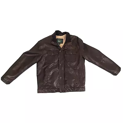 G.H. Bass Men's Leather Look Insulated Jacket Dark Brown Size Large • $49.95