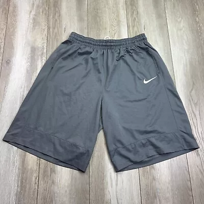 Nike Shorts Mens XL Gray Swoosh Dri-Fit Athletic Basketball Run Gym Casual Men * • $18.84