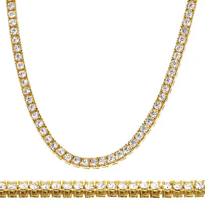 Men's Fashion Bling CZ Iced 4 Mm Round Stone 24  Tennis Chain Necklace   • $13.99