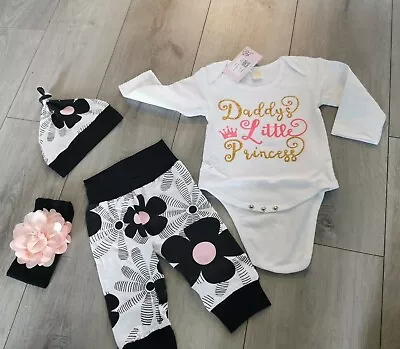 Baby Outfit Daddy's Little Princess 3-6months 4 Pce Set • £7.50