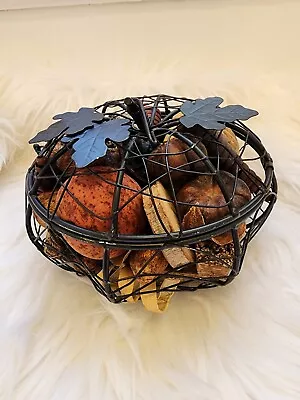 Decorative  Black Metal Wire Pumpkin With Harvest Popourri & Hinged Lid • $19.50