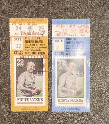 $35.95 • Buy 1988 Notre Dame Vs Purdue & Rice Ticket Stubs CHAMPIONSHIP YEAR Knute Rockne