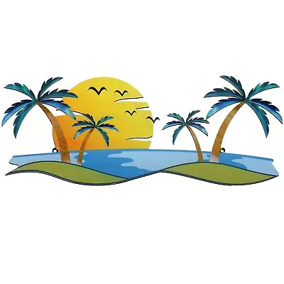 Palm Tree Metal Wall Art Tropical Beach Metal Wall Art Decor Beach Outdoor Wa... • $30.85