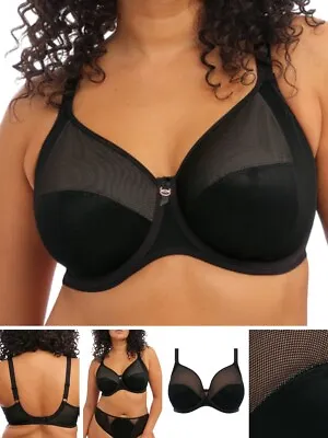 Elomi Kintai Bra Underwired Banded Bras Full Cup Non Padded Black Lingerie • £39.50