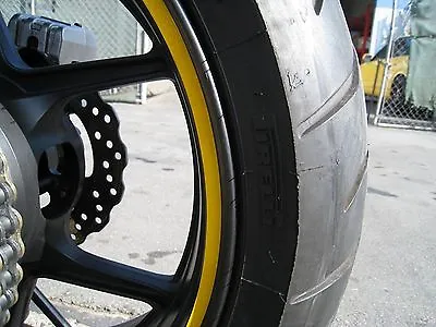 17  Yellow Vinyl Rim Tape Wheel Stickers Decals Motorcycle Sportbike Bike Car • $9.95