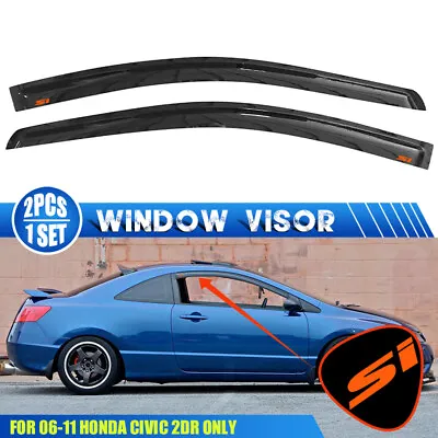 Fits 06-11 Honda Civic Coupe Window Visors Vent Rain Guard Shade W/ Orange SI • $49.99