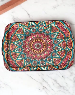 Colorful Metal Tray 12.25  X 8.5  Decorative Coffee / Tea Serving Tray Mandala • $18.99