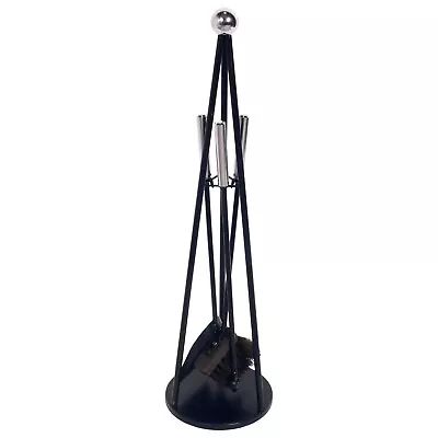 Mid Century Modernist Fireplace Tool Set In Sleek Nickel  And Iron • $499.99