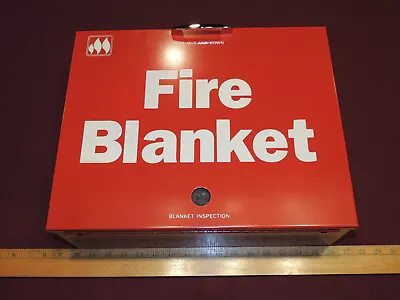 Vintage Fire Blanket Metal Wall Cabinet & Unused Fire Blanket From Old School #1 • $149.95