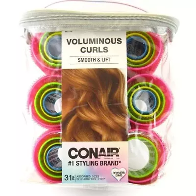 Conair Self-Grip Rollers Voluminous Curls Smooth & Lift 31 Assorted Size Rollers • $10.94