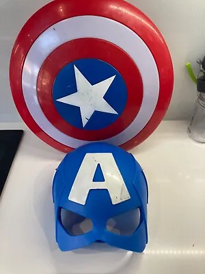 MARVEL CAPTAIN AMERICA SHIELD WITH SOUND Plus Helmet Mask • £3.99