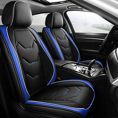 5 Seat Universal Car Seat Cover Deluxe Leather Full Set Cushion Protector Black • $89.99