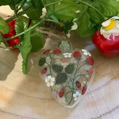 Glass Easter Heart Decorations Strawberry Ladybird Gisela Graham 2024 Tree Dec • £8.99