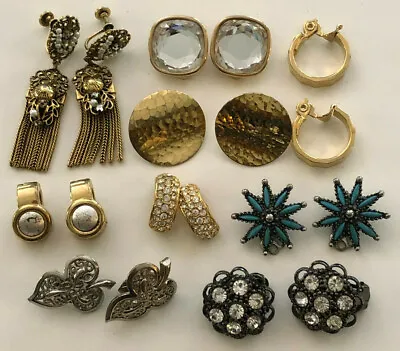 Vintage Lot Of 9 Sets Clip-On Earrings S.A.L.O. Swarovski & Monet   L@@K • $99.99