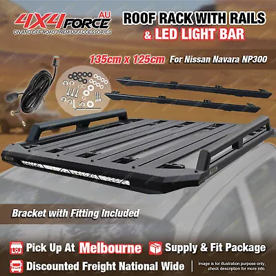 135x125 Roof Rack Flat Platform W/ Light Bar & Rail For Nissan Navara NP300 MEL • $885